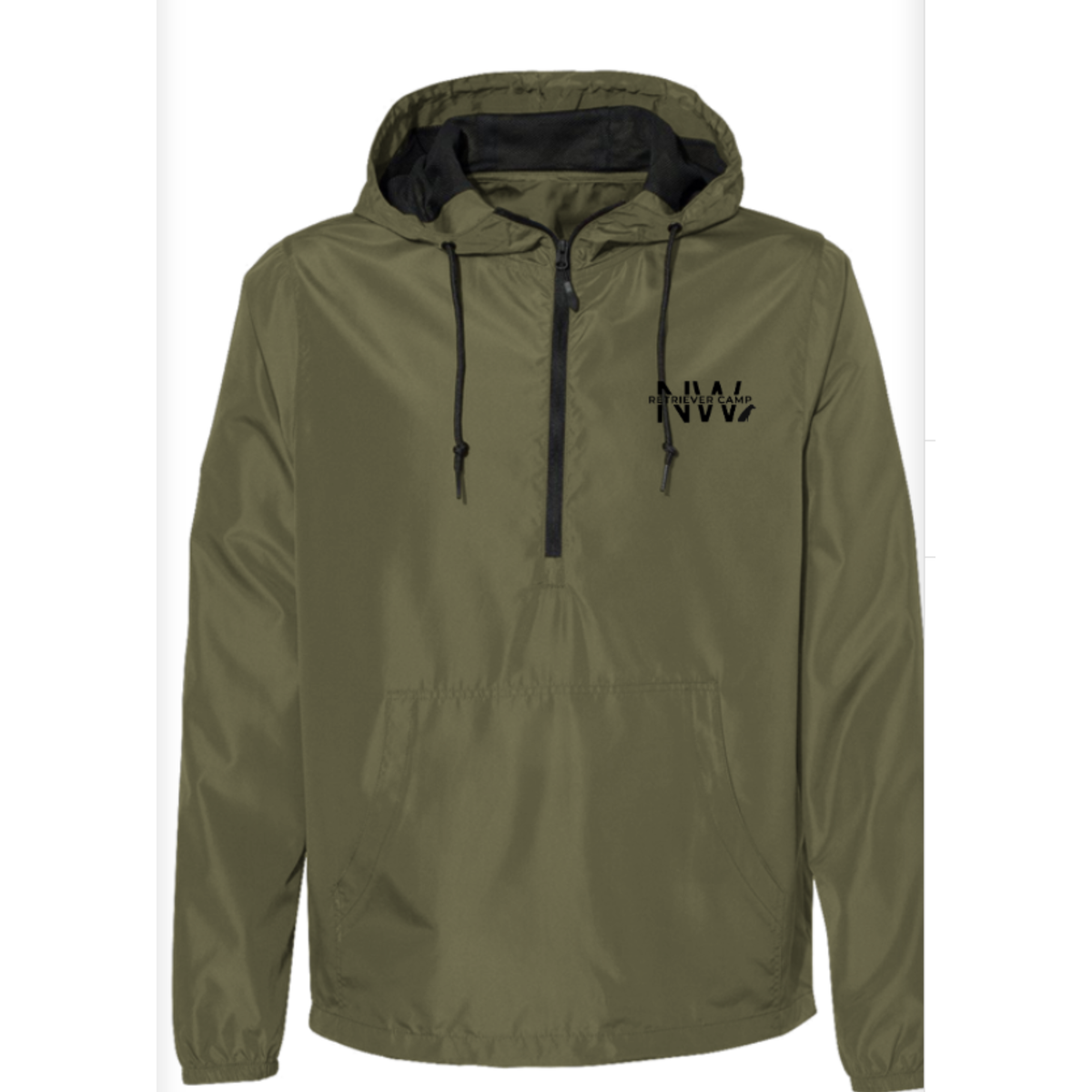 NW Retriever Camp Local Logo - Army Black Zipper Lightweight Anorak