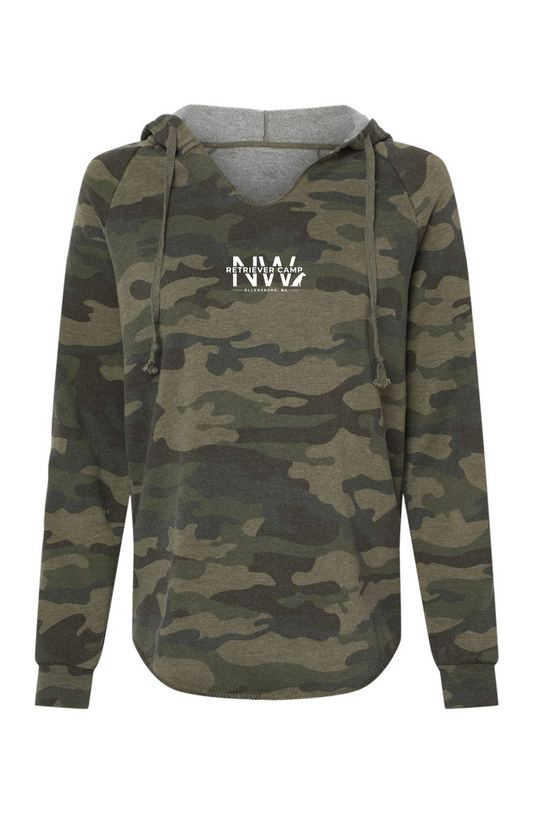NW Retriever Camp Local Logo Womens Lightweight Camo Hooded Sweatshirt